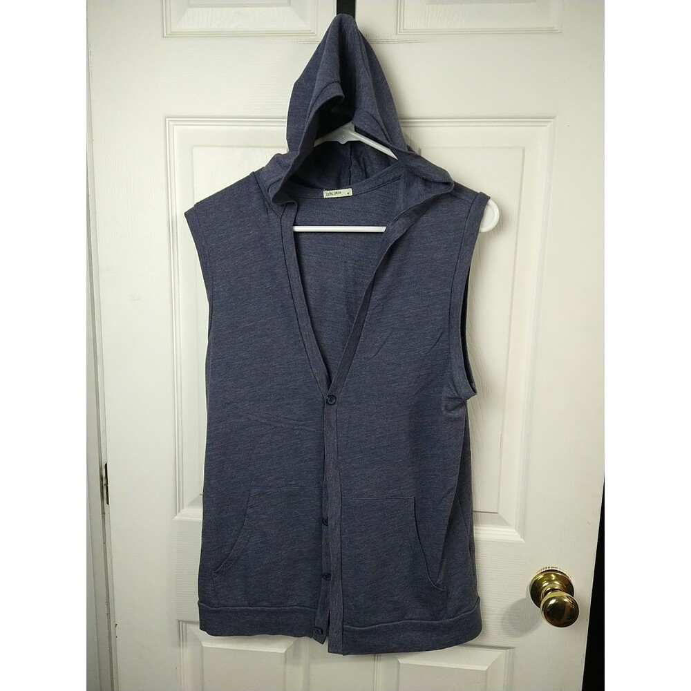 Local Green Woman M Blue Hooded Sleeveless Tank Pocket Athletic Top